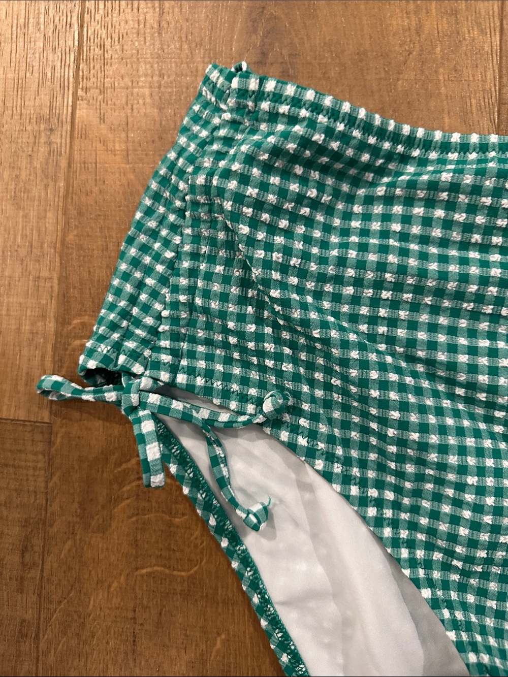 J Crew Womens Green Gingham Ruffle Two-Piece High Waisted Swim Set Size Small - Picture 3 of 10